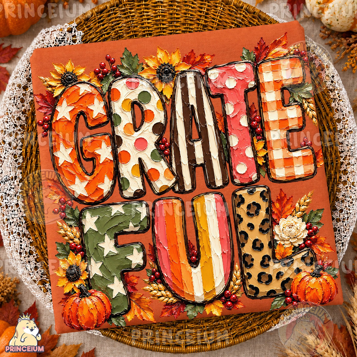 Painted Grateful Autumn Lettering