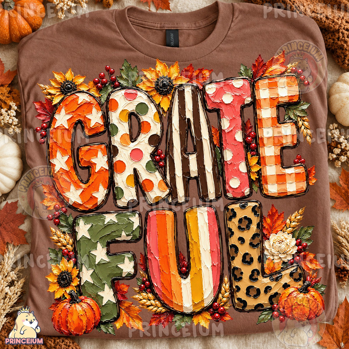 Painted Grateful Autumn Lettering