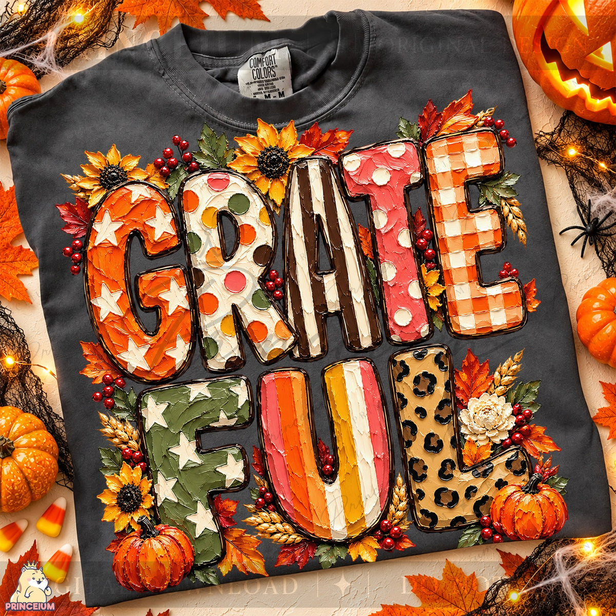 Painted Grateful Autumn Lettering