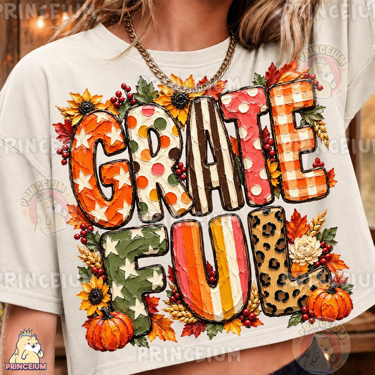 Painted Grateful Autumn Lettering