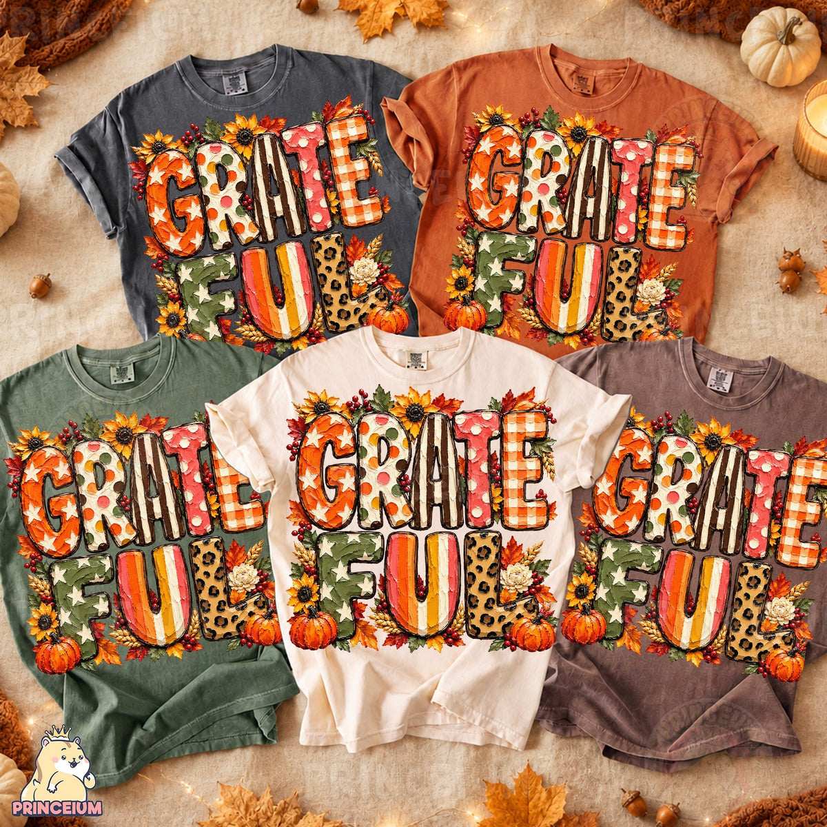 Painted Grateful Autumn Lettering
