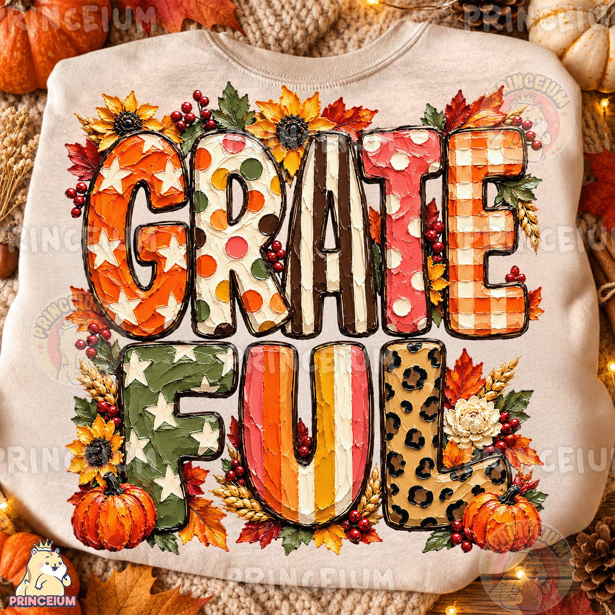 Painted Grateful Autumn Lettering