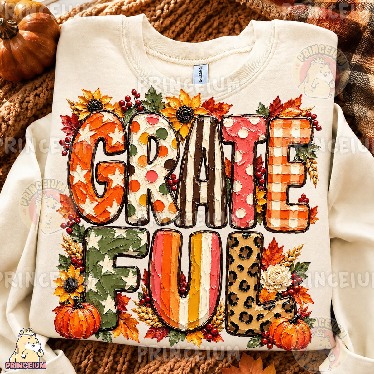 Painted Grateful Autumn Lettering