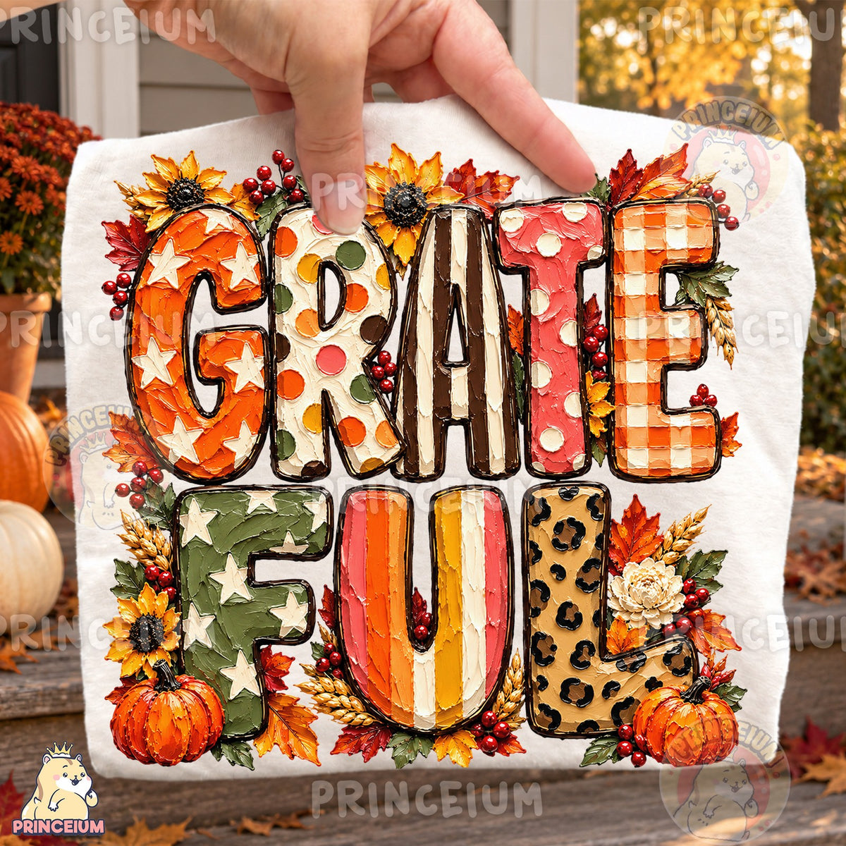 Painted Grateful Autumn Lettering