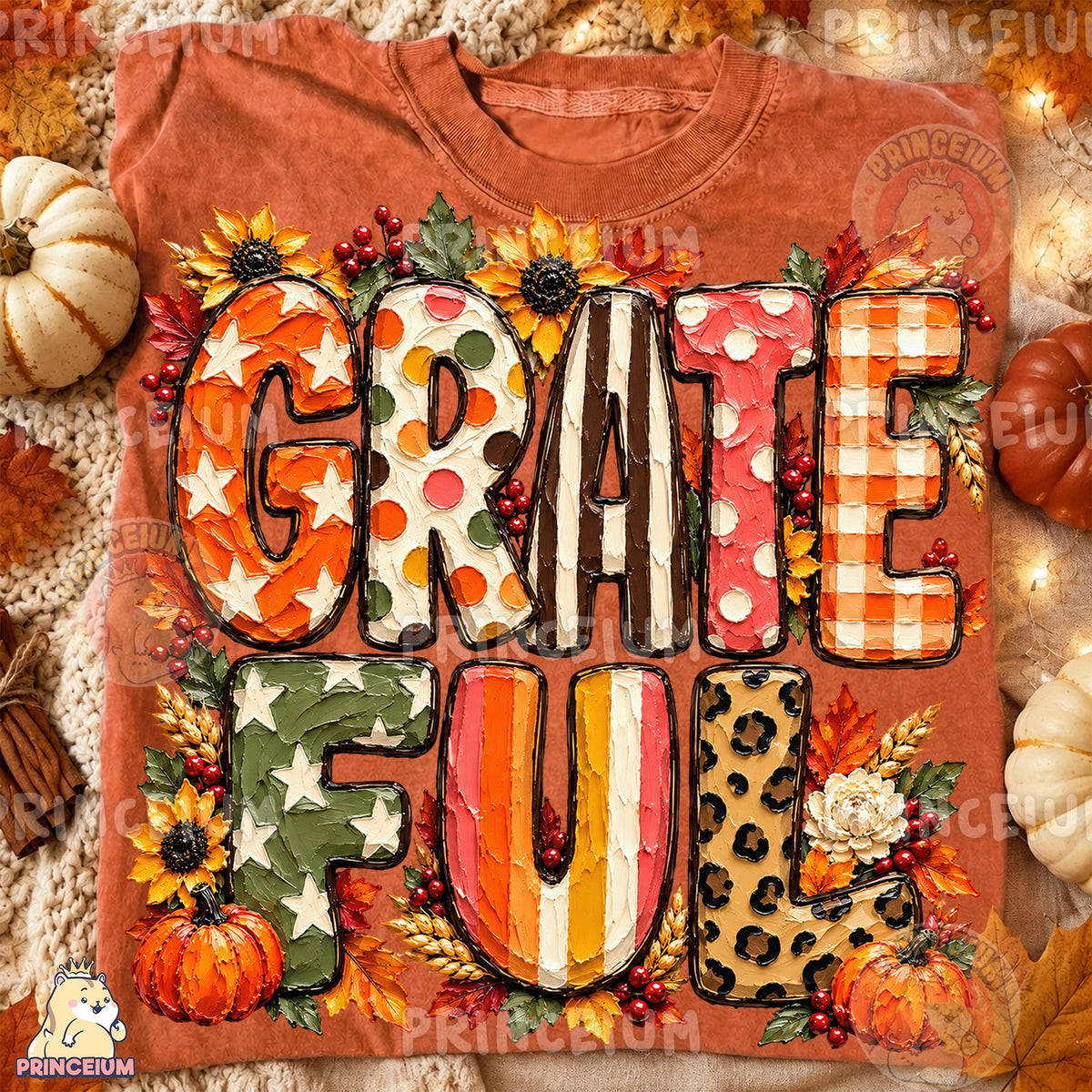 Painted Grateful Autumn Lettering