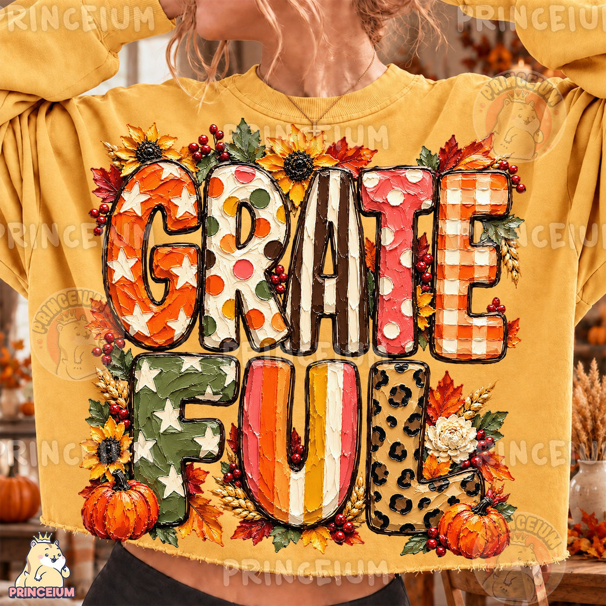 Painted Grateful Autumn Lettering