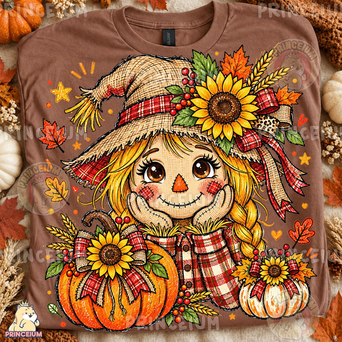 Sunflower Scarecrow Girl