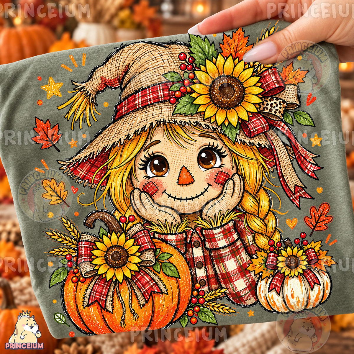 Sunflower Scarecrow Girl