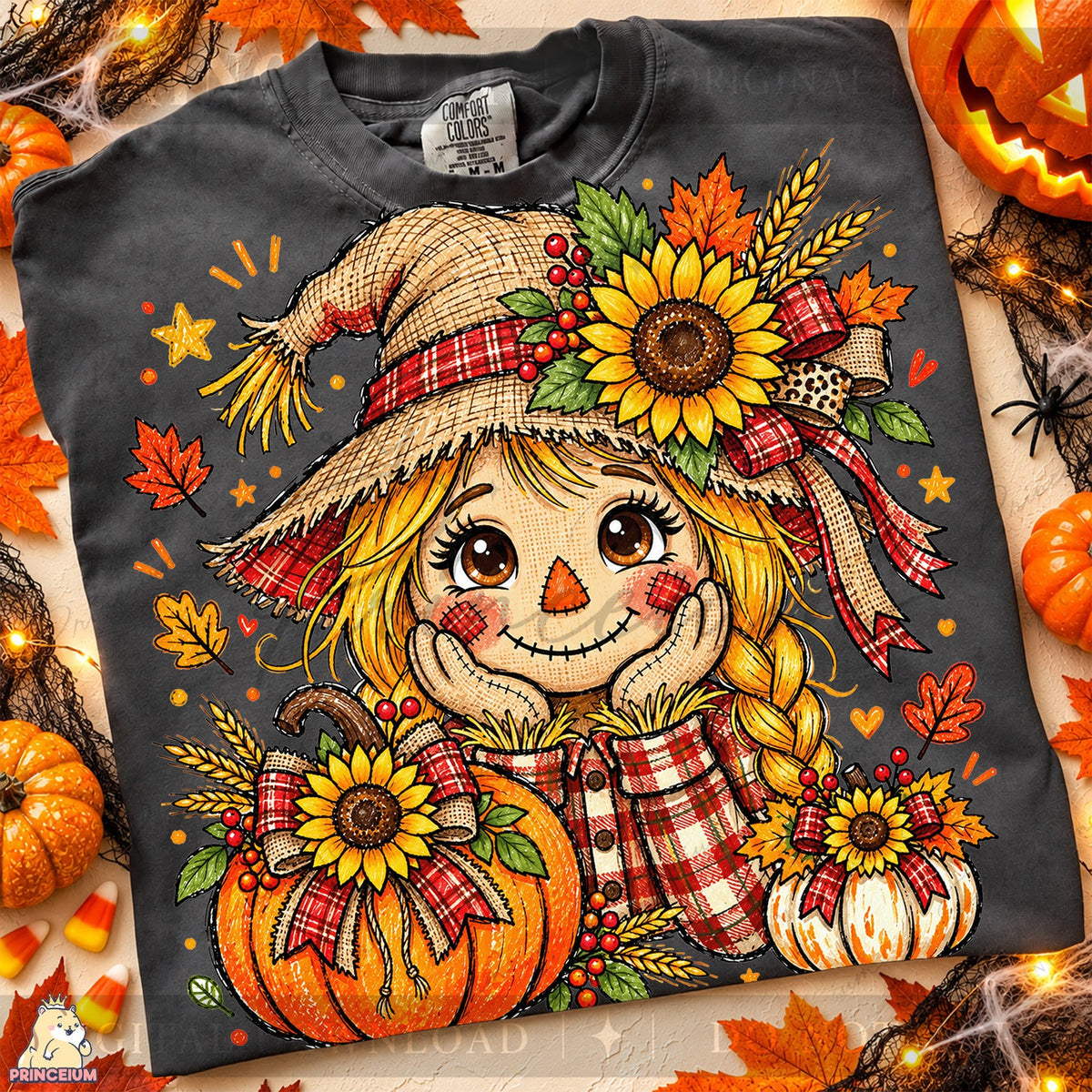 Sunflower Scarecrow Girl