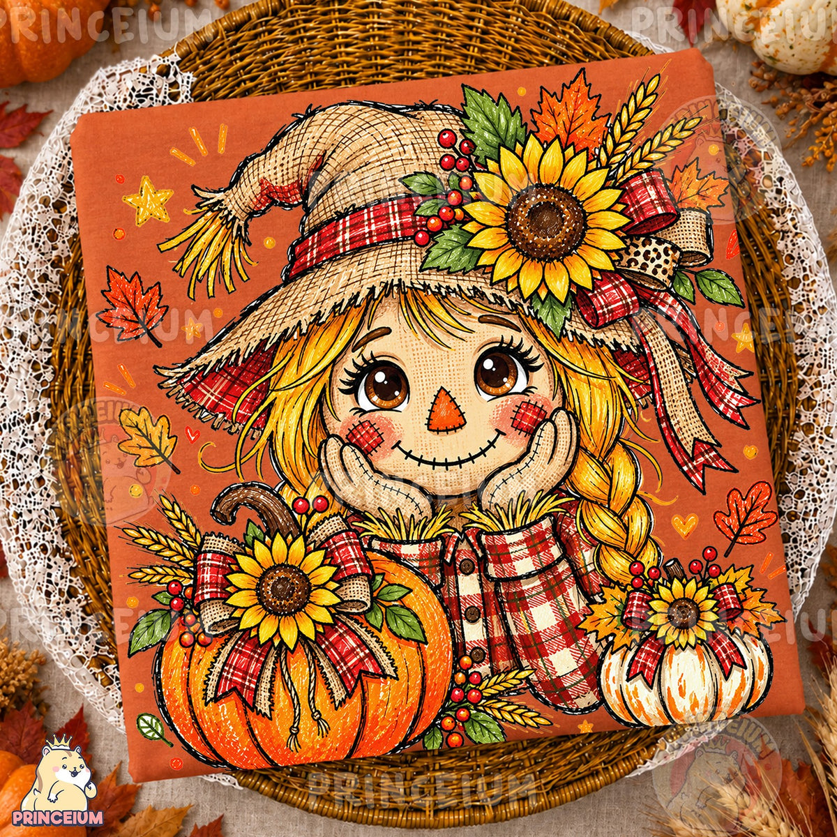 Sunflower Scarecrow Girl