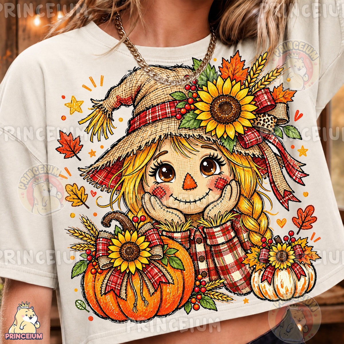 Sunflower Scarecrow Girl