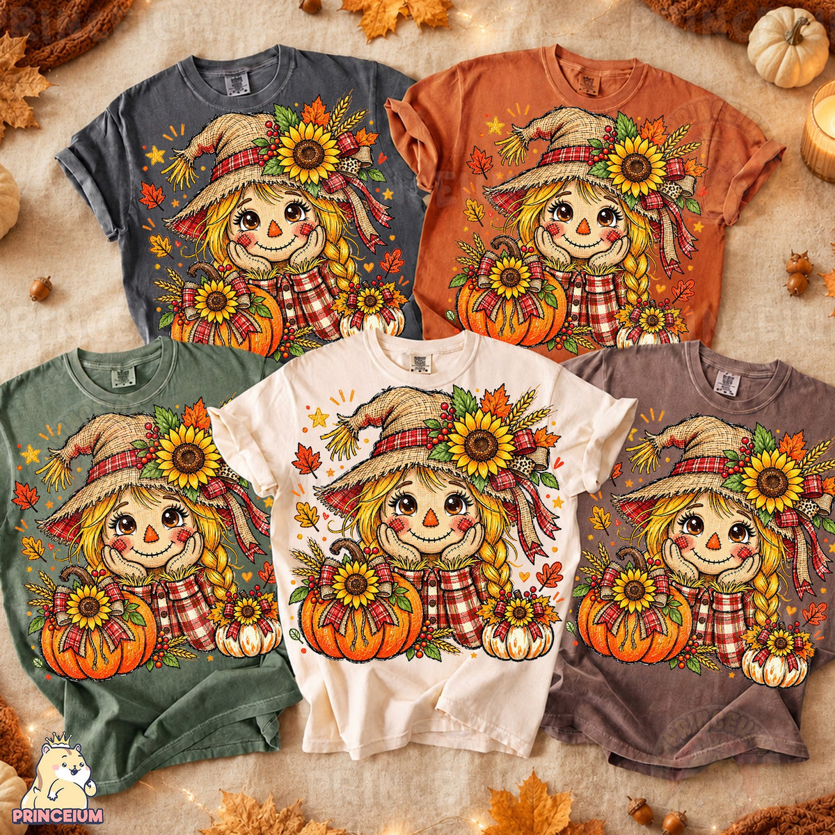 Sunflower Scarecrow Girl