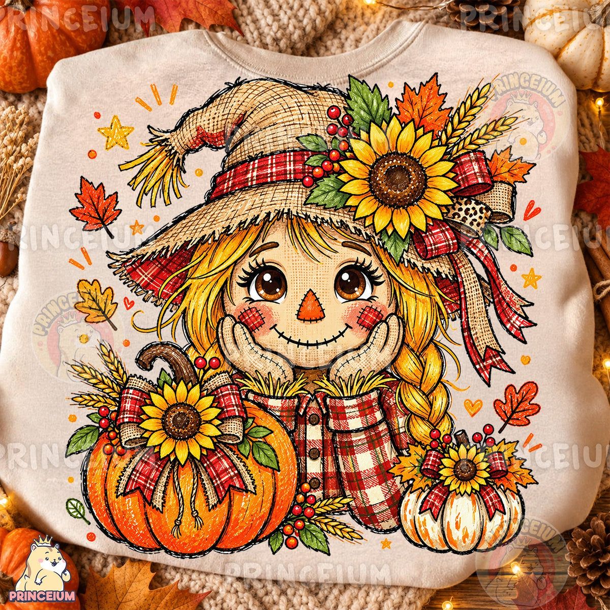 Sunflower Scarecrow Girl