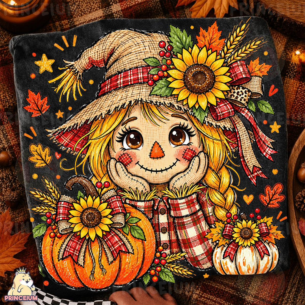 Sunflower Scarecrow Girl