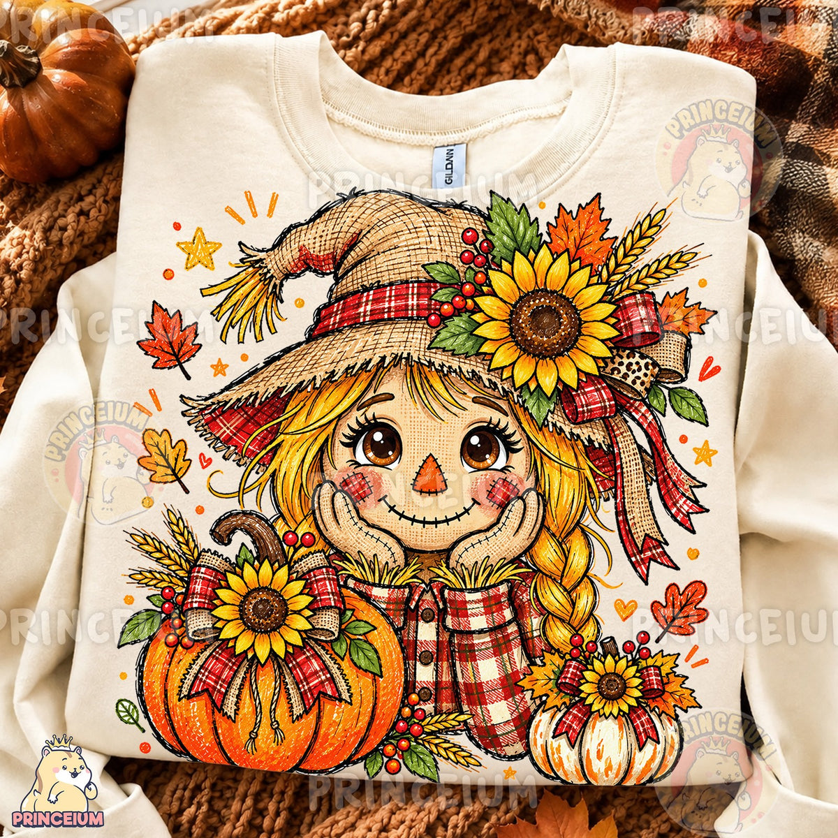 Sunflower Scarecrow Girl
