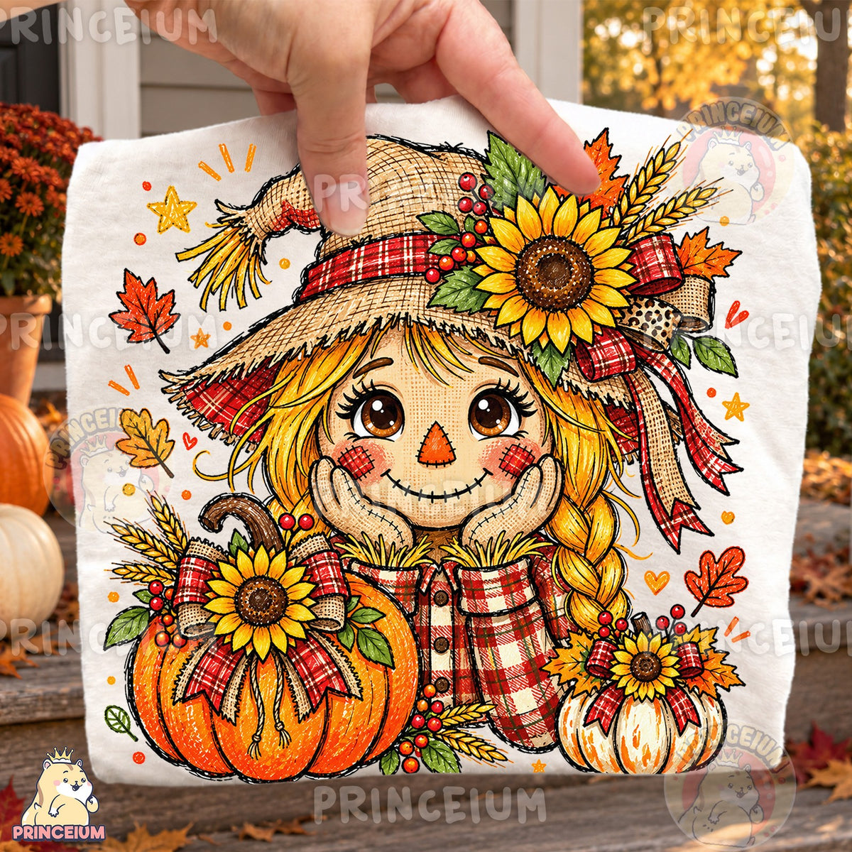 Sunflower Scarecrow Girl