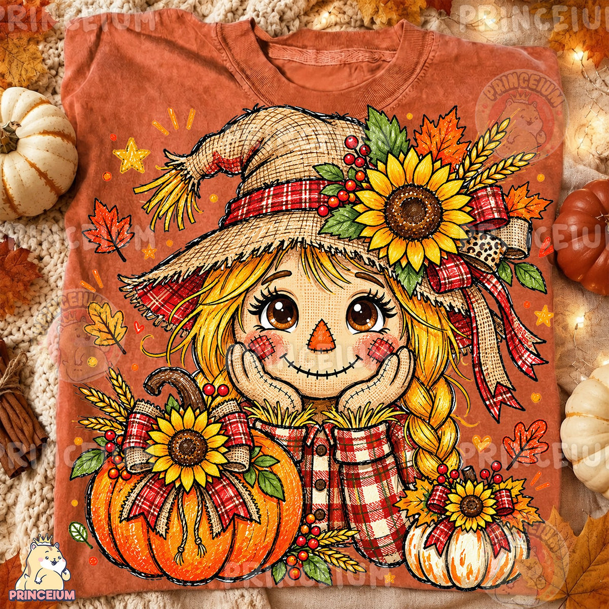 Sunflower Scarecrow Girl