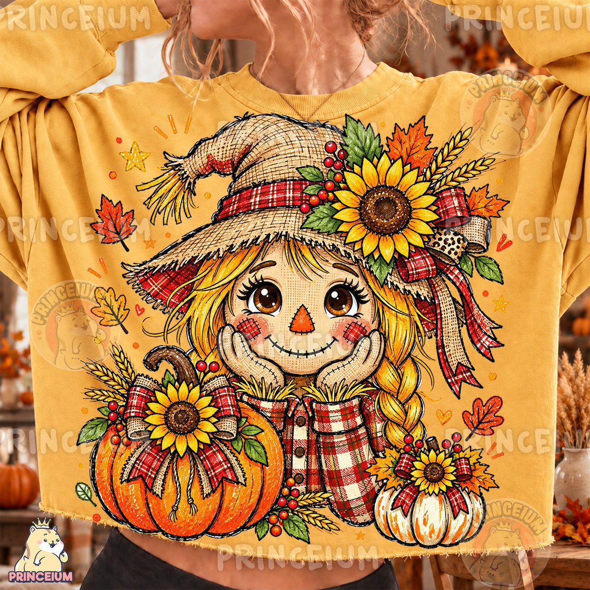 Sunflower Scarecrow Girl