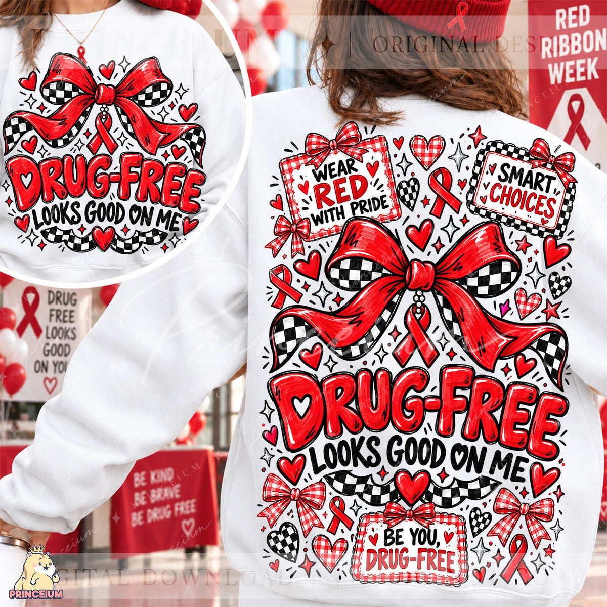 Drug-Free Looks Good On Me Preppy Bow