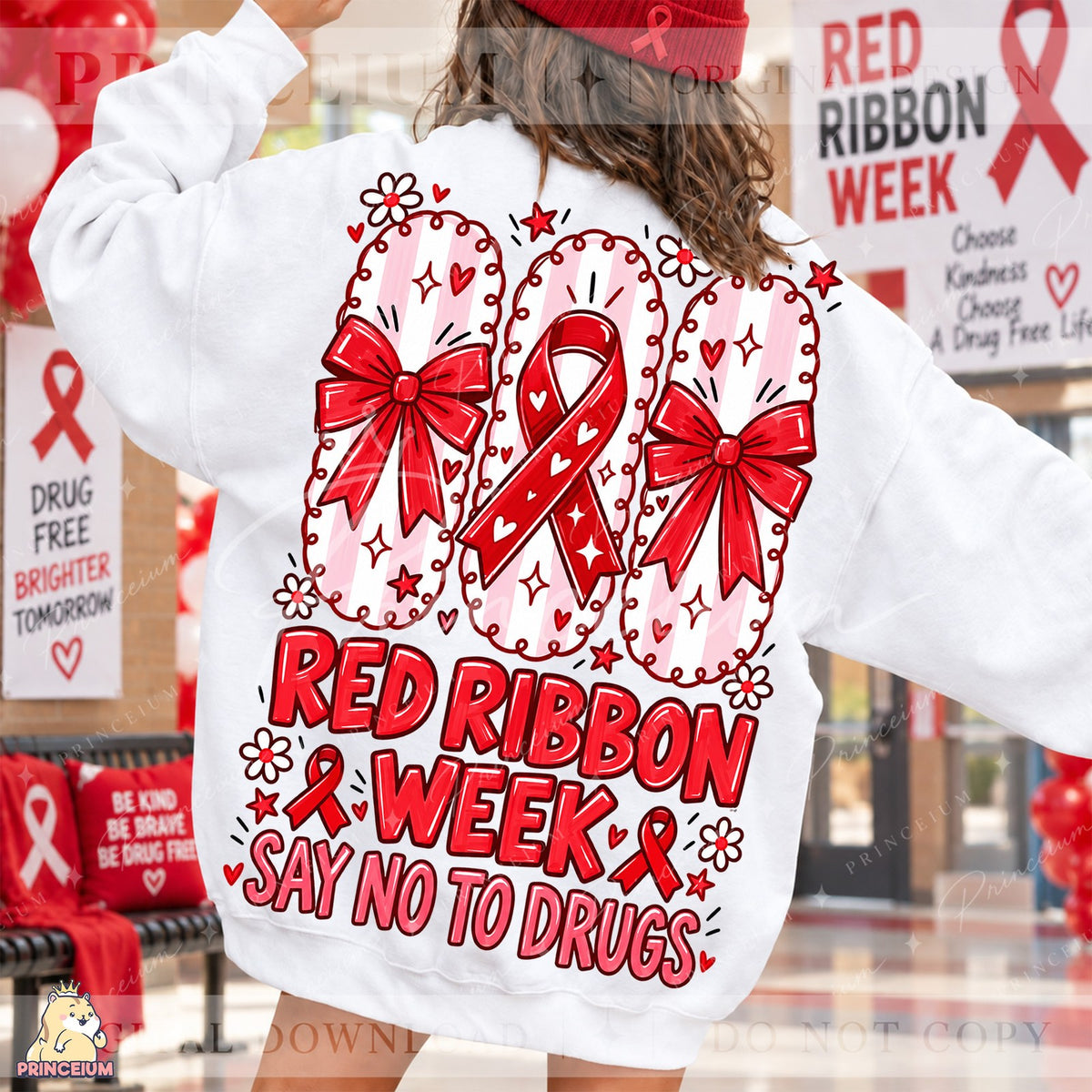 Red Ribbon Week Striped Bows