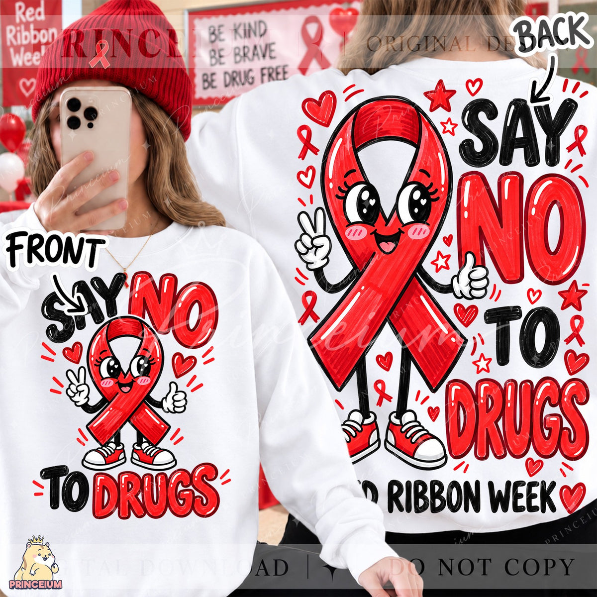 Say No to Drugs Red Ribbon Mascot