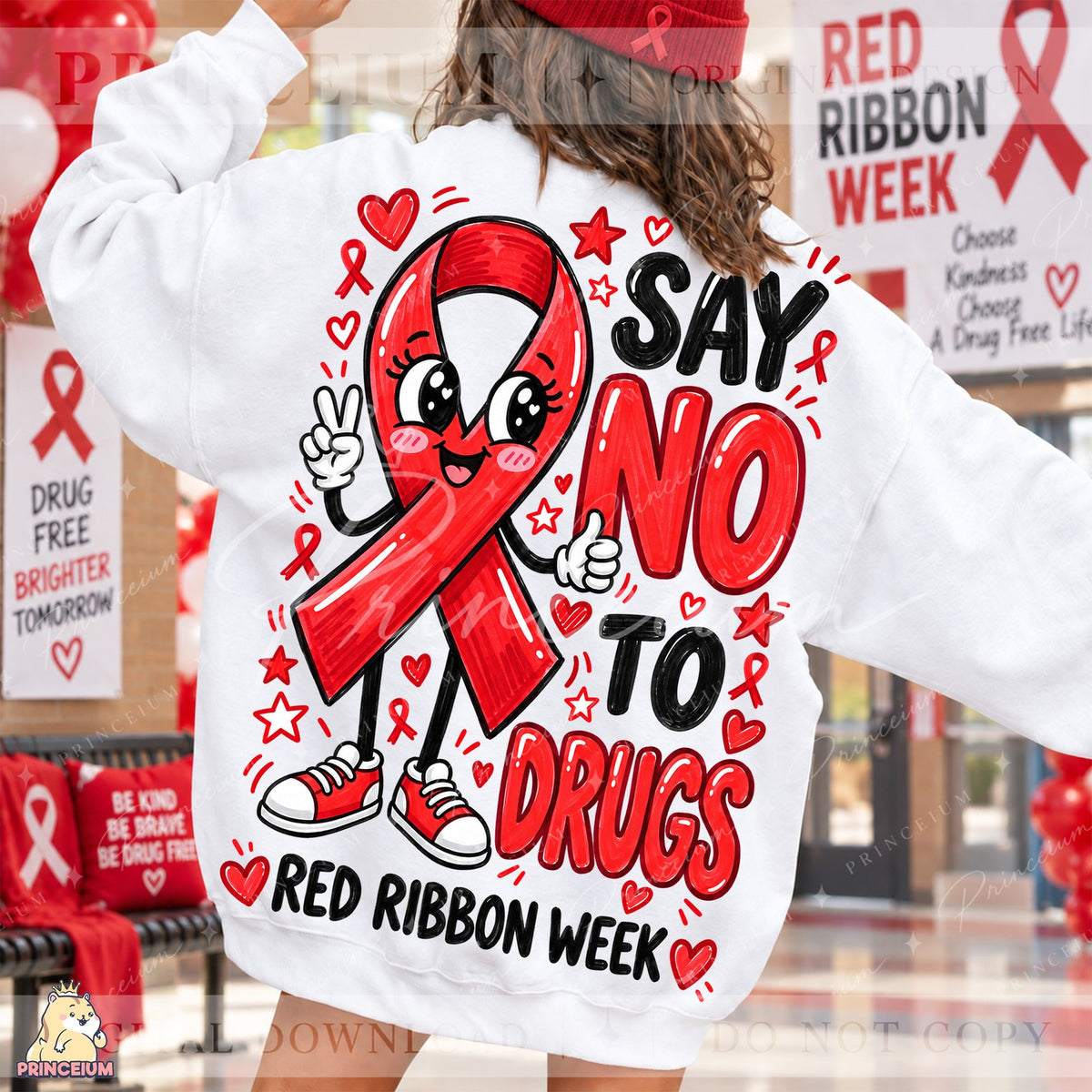 Say No to Drugs Red Ribbon Mascot