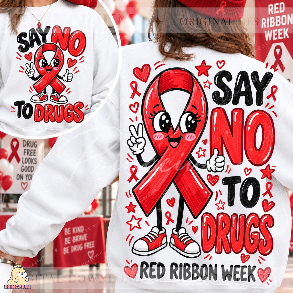 Say No to Drugs Red Ribbon Mascot