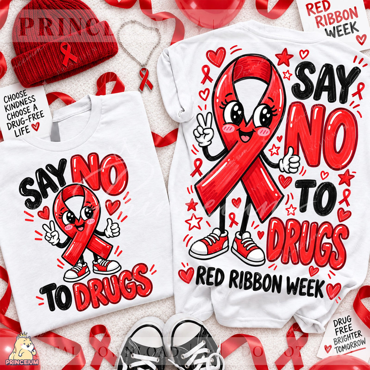 Say No to Drugs Red Ribbon Mascot