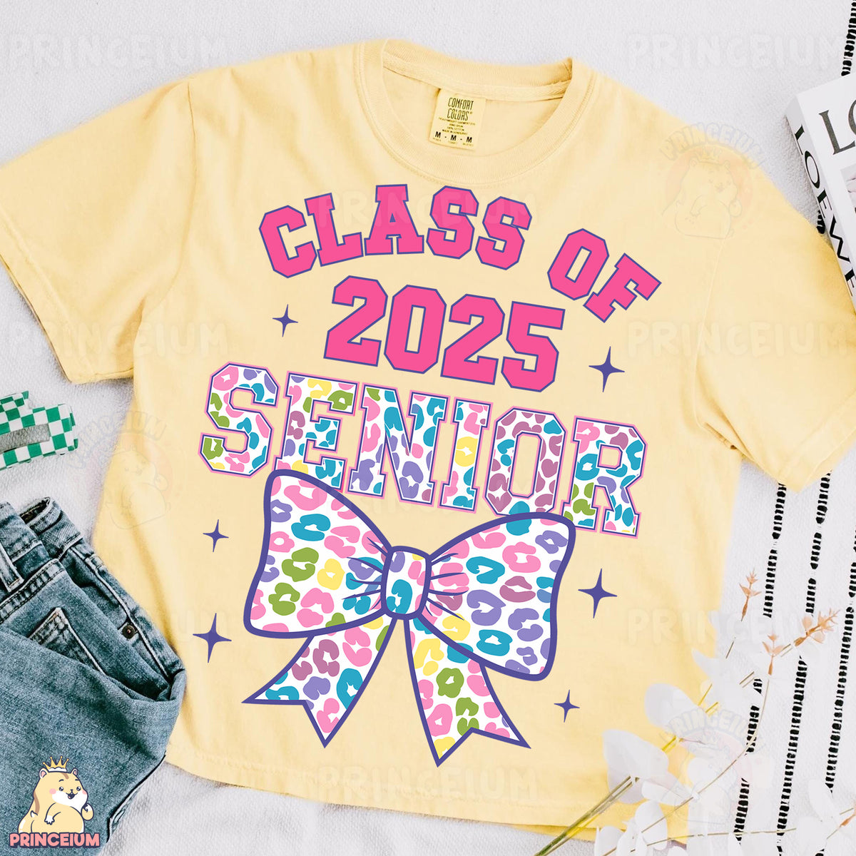 a t - shirt with a bow on it that says class of 205 senior