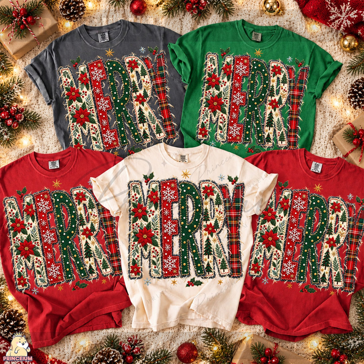 Stitched Merry Christmas Applique