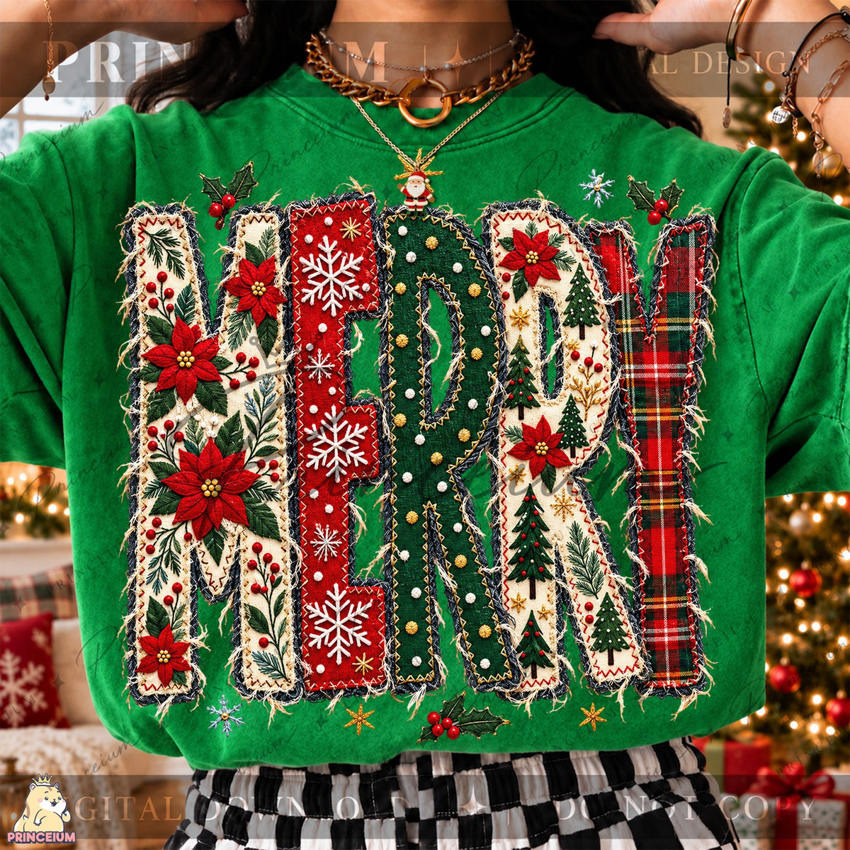 Stitched Merry Christmas Applique