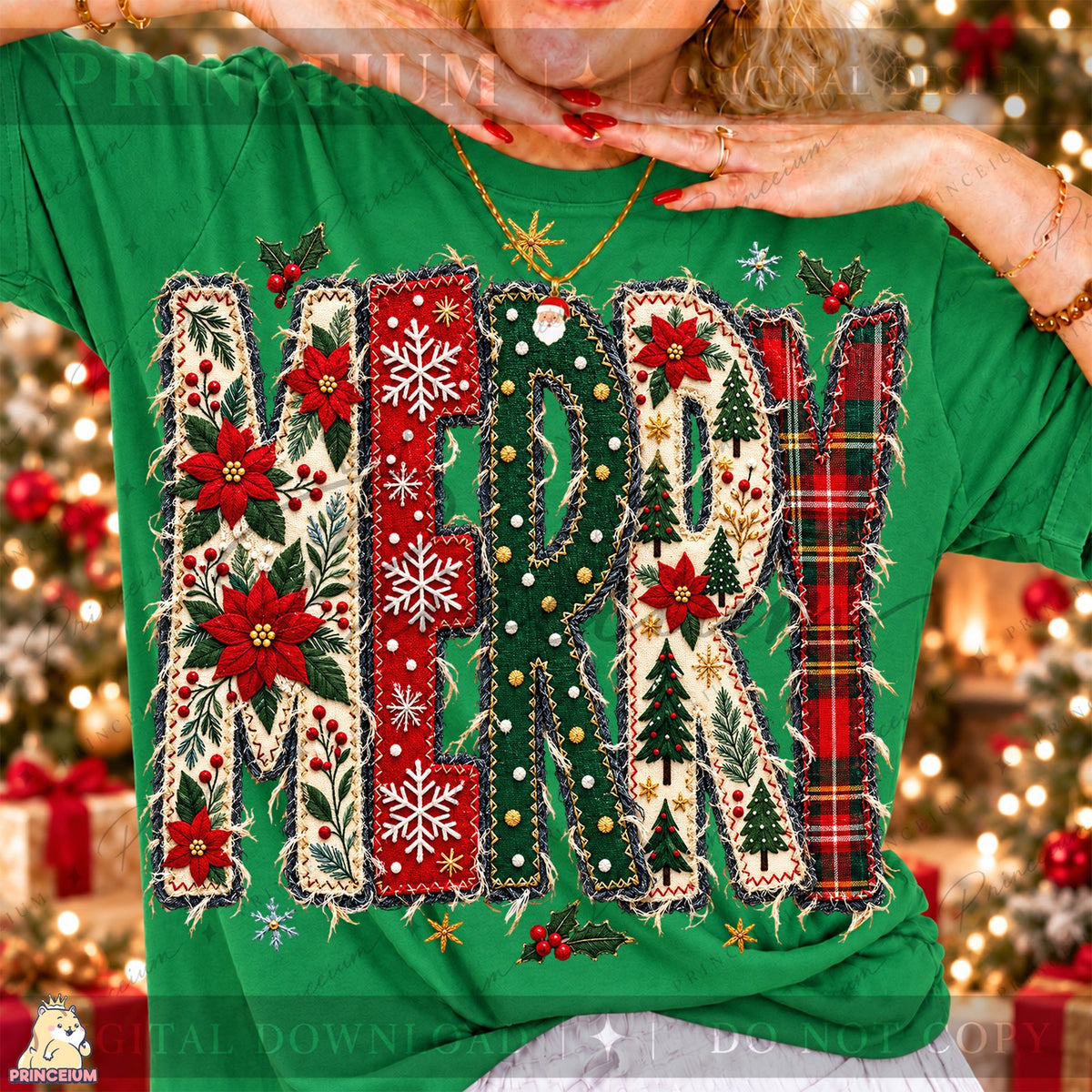 Stitched Merry Christmas Applique