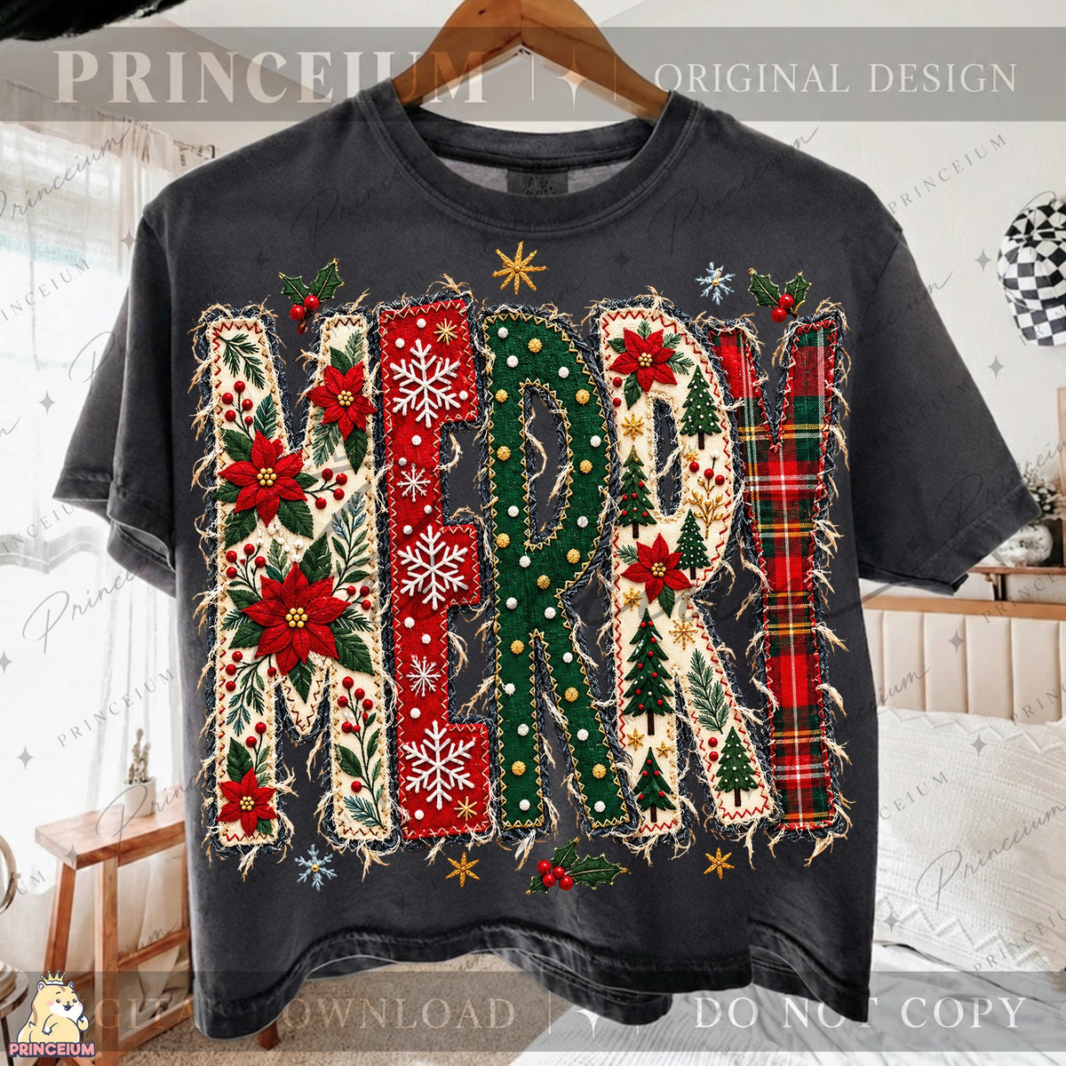 Stitched Merry Christmas Applique