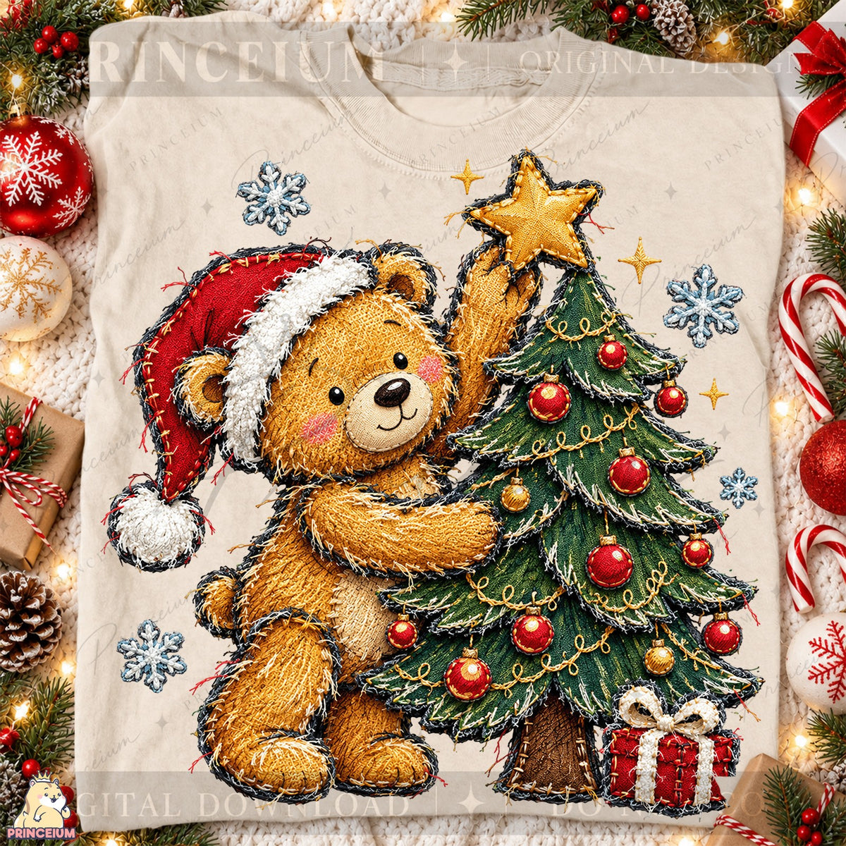 Stitched Teddy Bear Christmas Tree