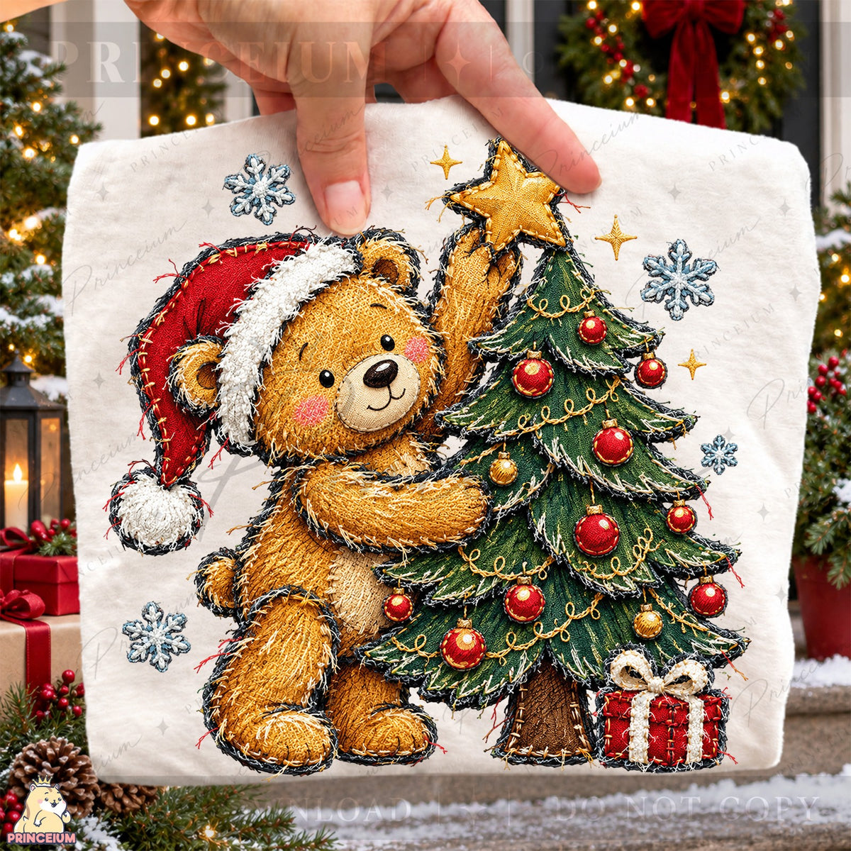 Stitched Teddy Bear Christmas Tree