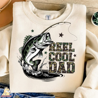 a t - shirt that says reel cool dad on it