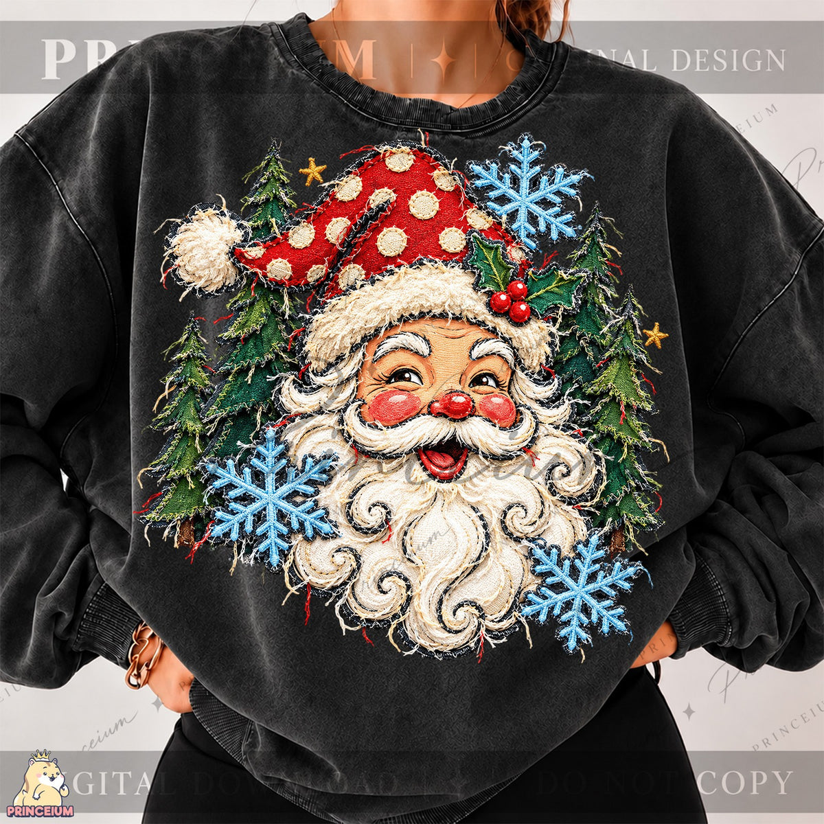 Vintage Santa Among Snowy Trees