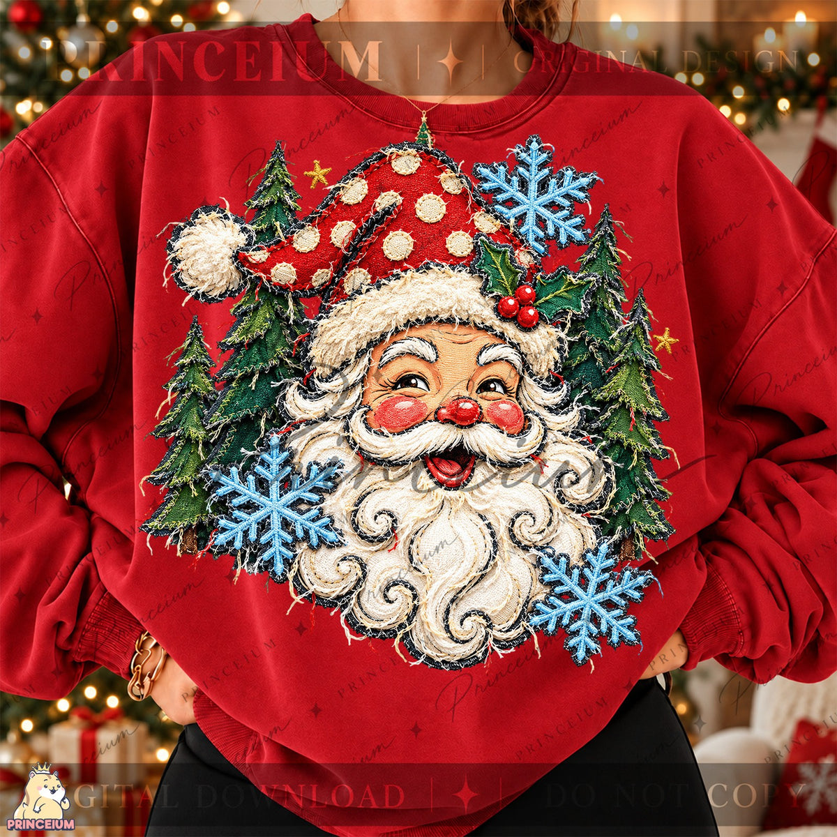 Vintage Santa Among Snowy Trees