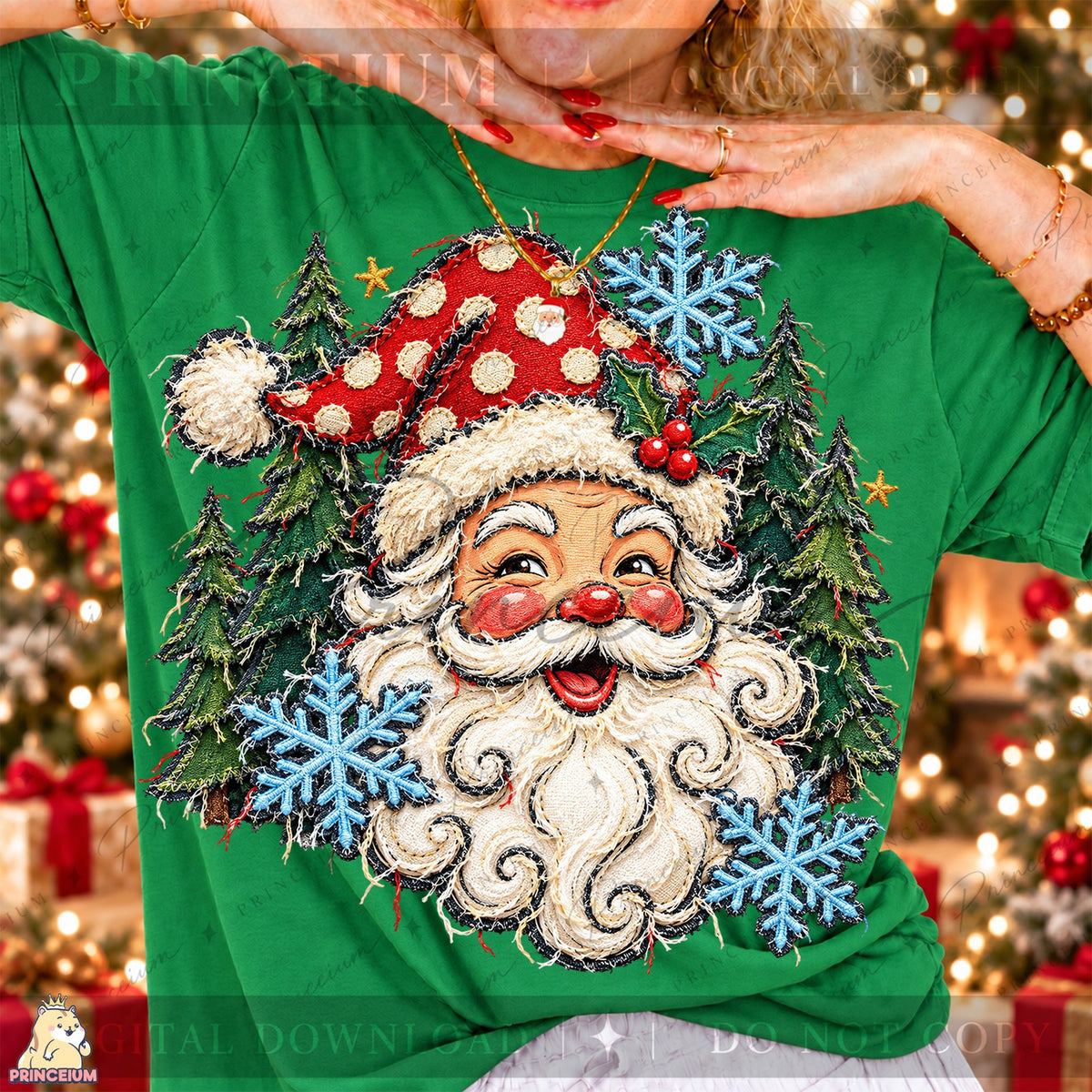 Vintage Santa Among Snowy Trees