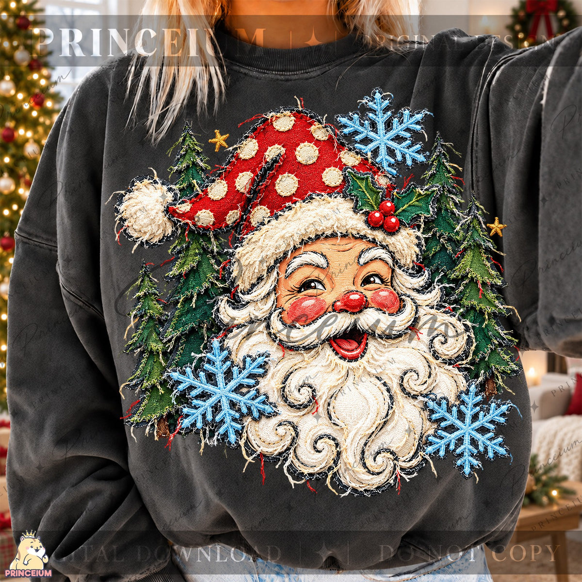 Vintage Santa Among Snowy Trees