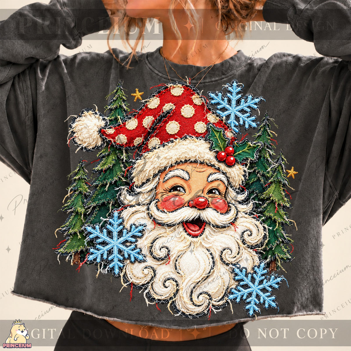 Vintage Santa Among Snowy Trees