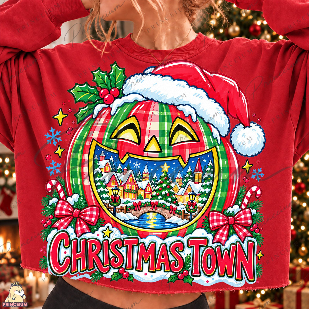 Plaid Pumpkin Christmas Town