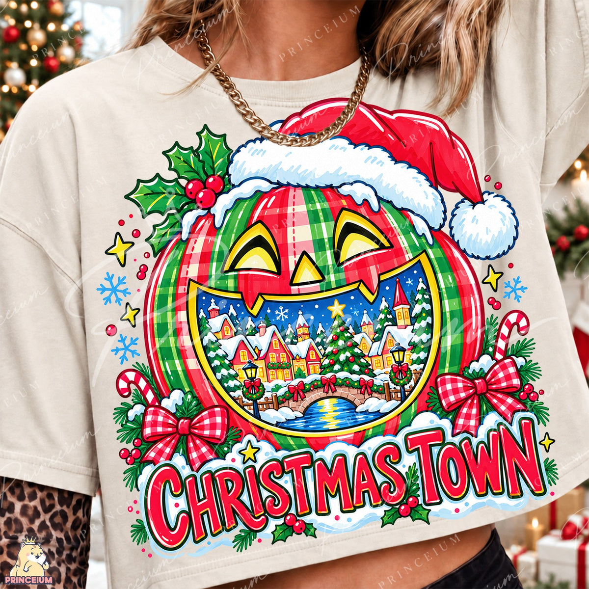 Plaid Pumpkin Christmas Town