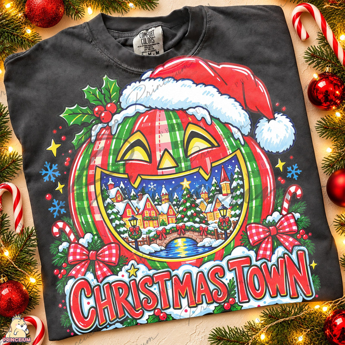 Plaid Pumpkin Christmas Town