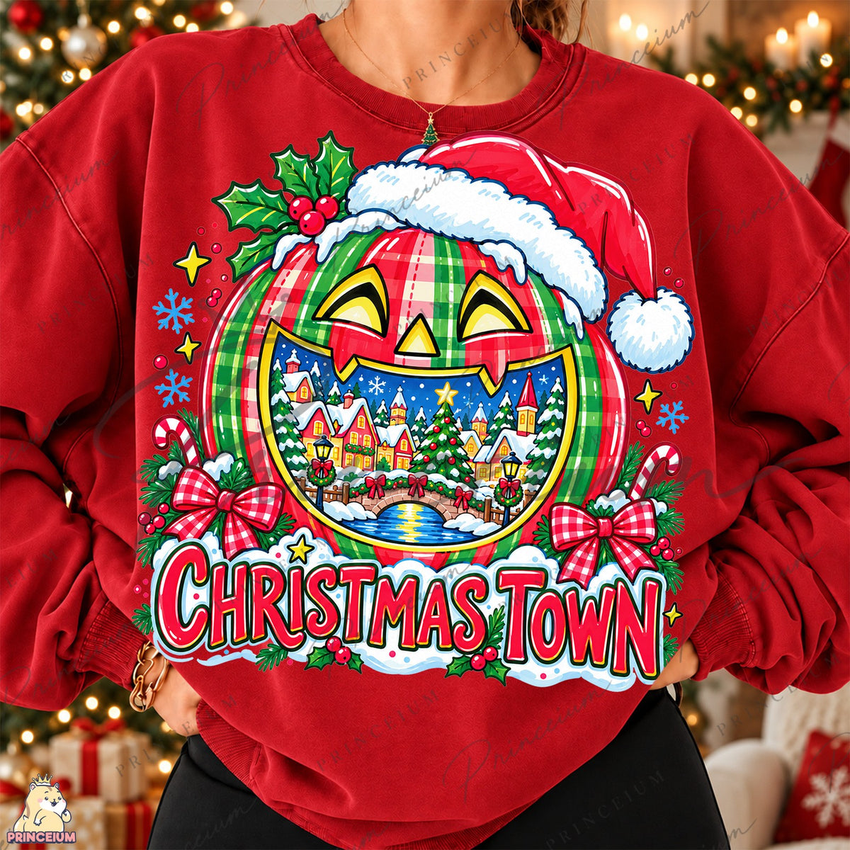 Plaid Pumpkin Christmas Town