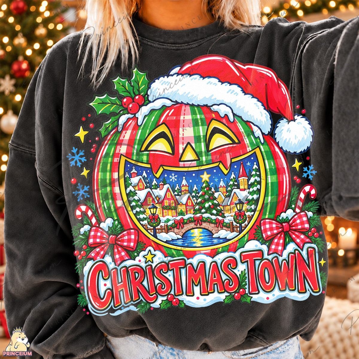 Plaid Pumpkin Christmas Town