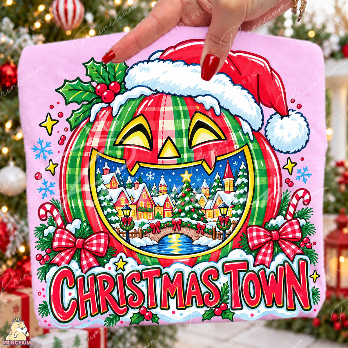 Plaid Pumpkin Christmas Town