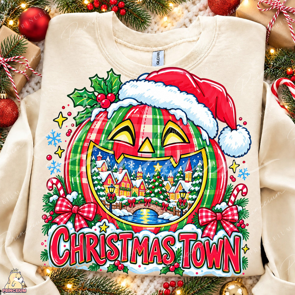 Plaid Pumpkin Christmas Town