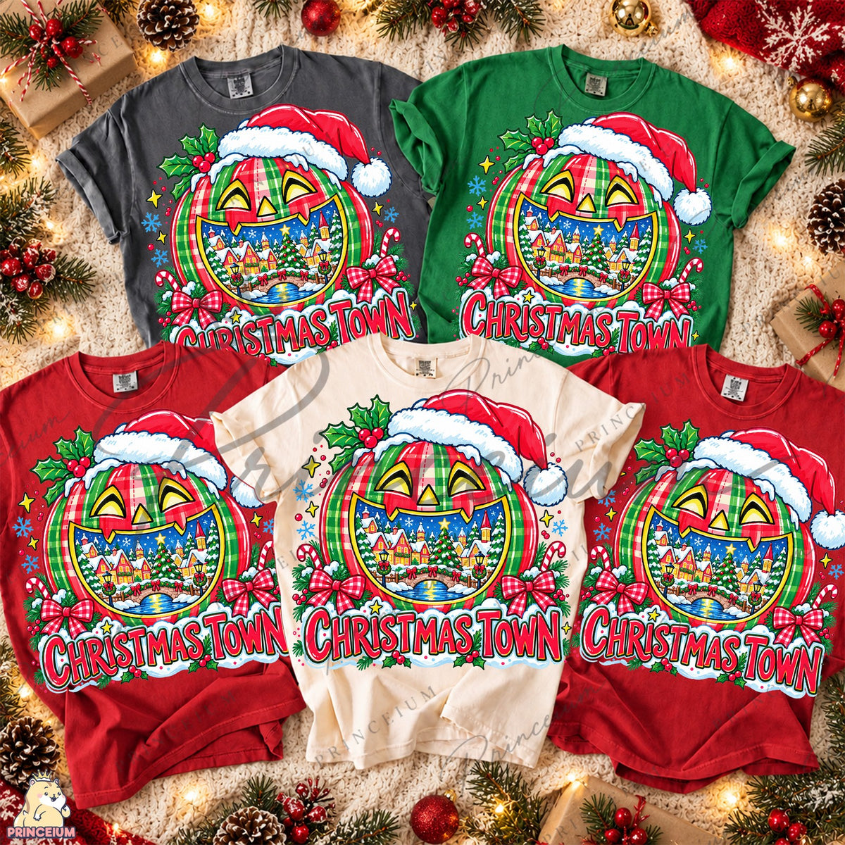 Plaid Pumpkin Christmas Town