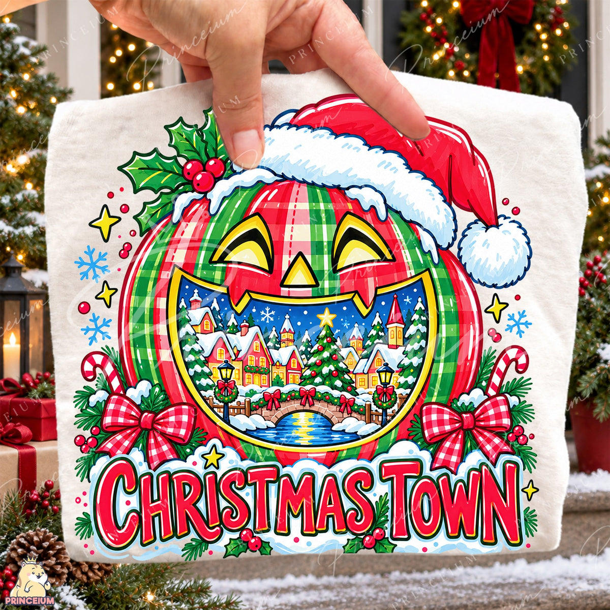 Plaid Pumpkin Christmas Town